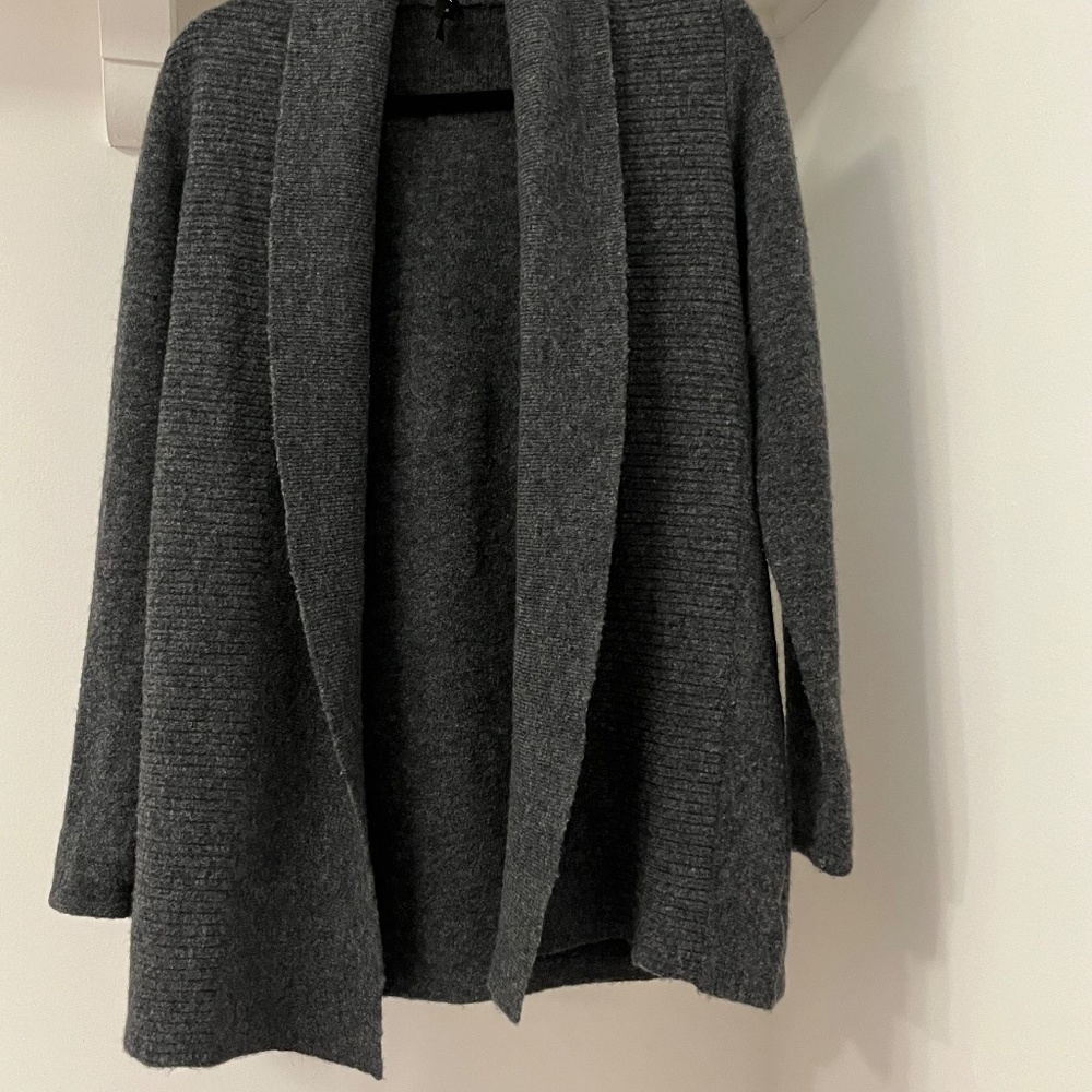 Theory Long Wool Open Sweater Jacket